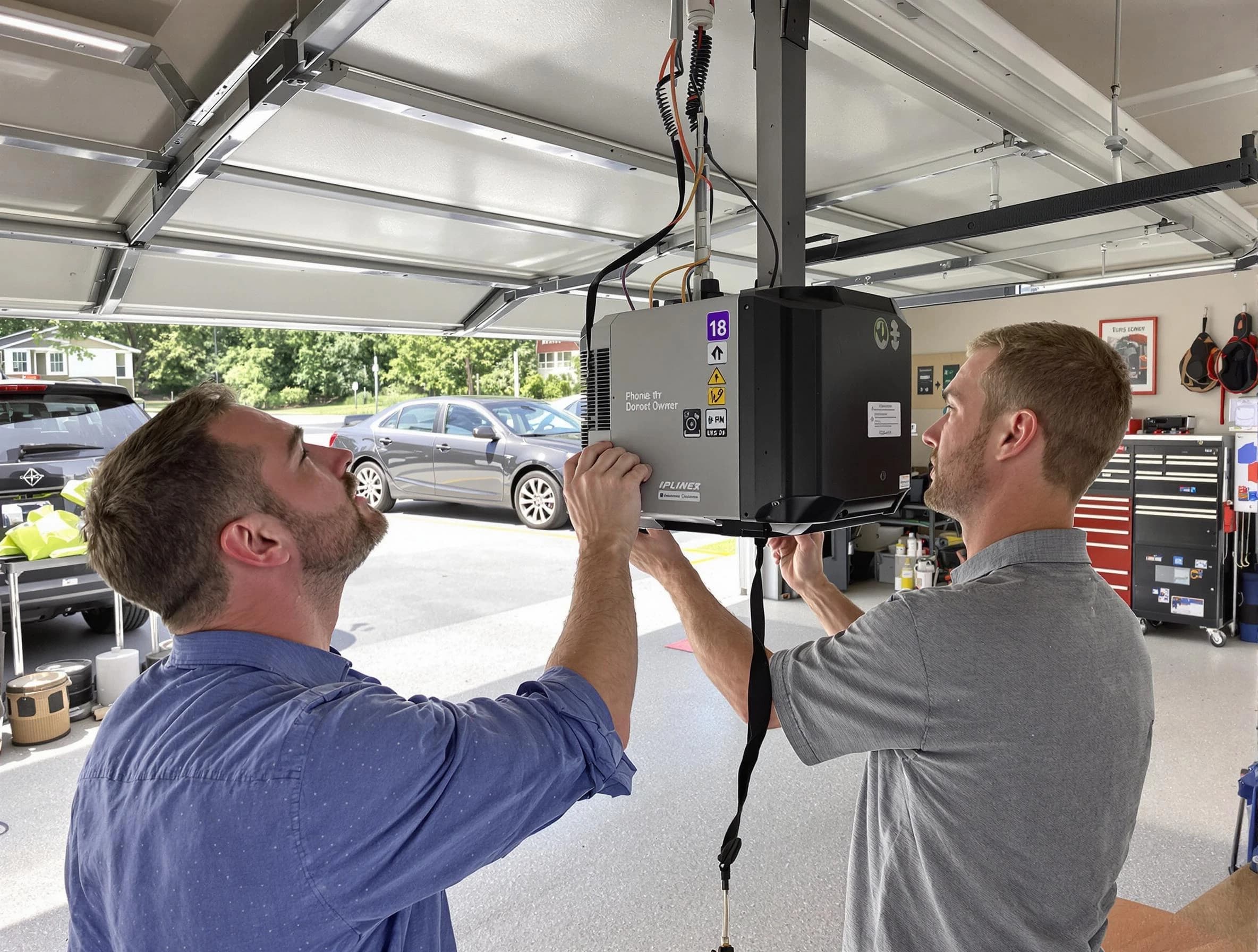 Sandy Springs Garage Door Repair technician installing garage door opener in Sandy Springs