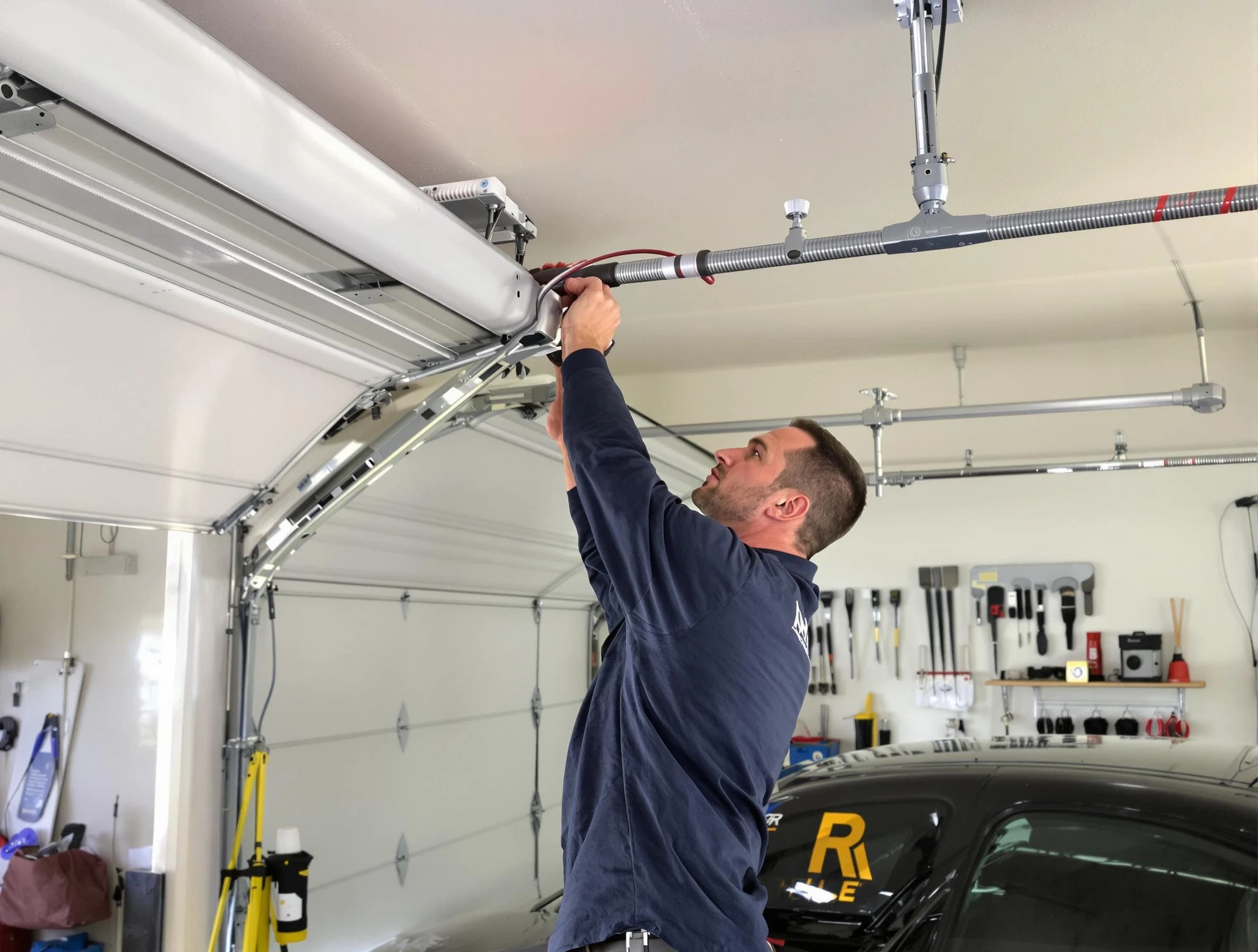 Sandy Springs Garage Door Repair technician performing garage door cable repair in Sandy Springs