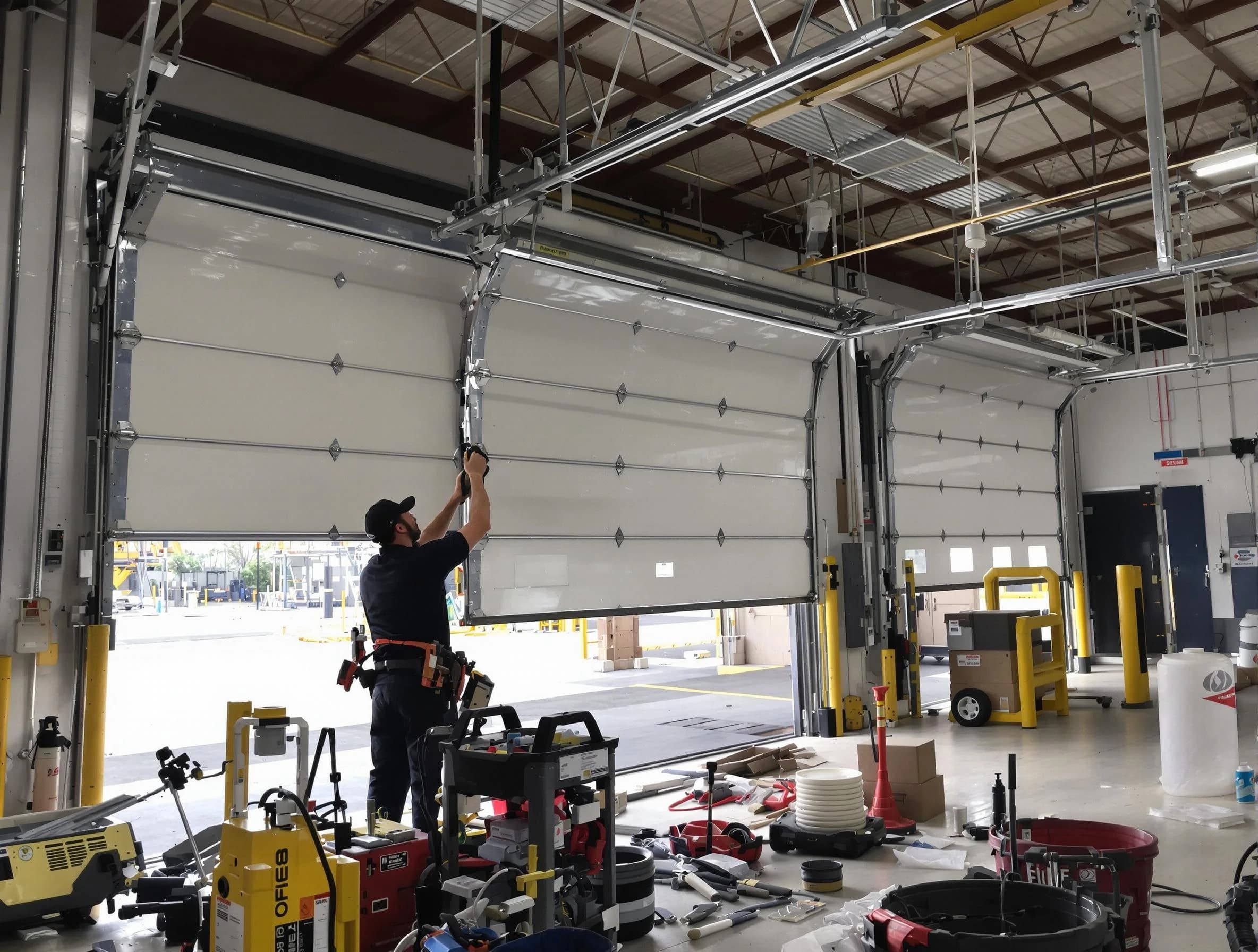 Sandy Springs Garage Door Repair technician performing commercial garage door repair in Sandy Springs