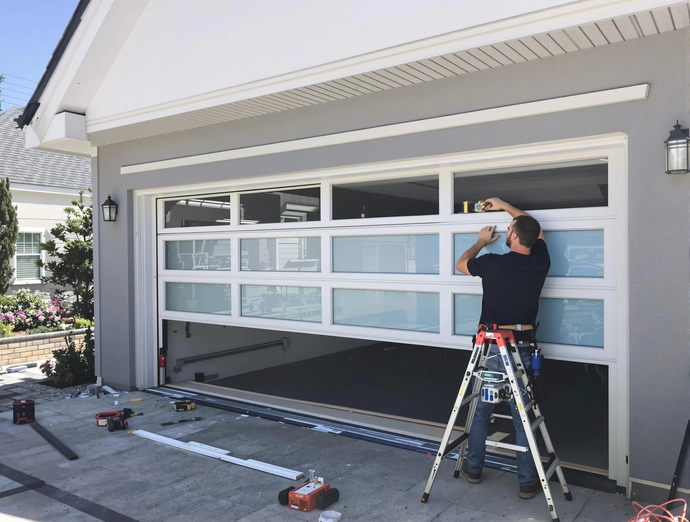 Sandy Springs Garage Door Repair team performing garage door replacement in Sandy Springs