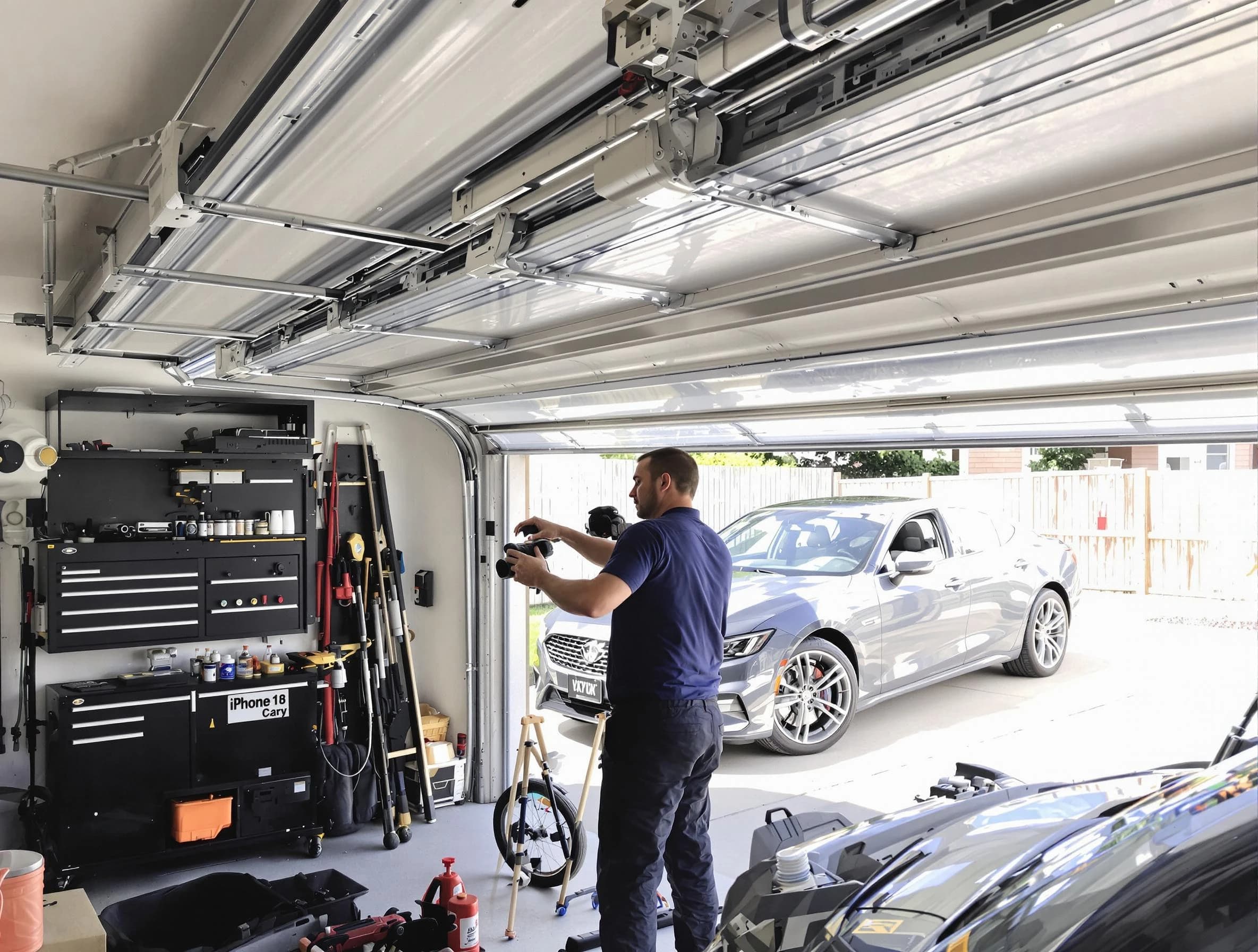 Sandy Springs Garage Door Repair technician fixing noisy garage door in Sandy Springs