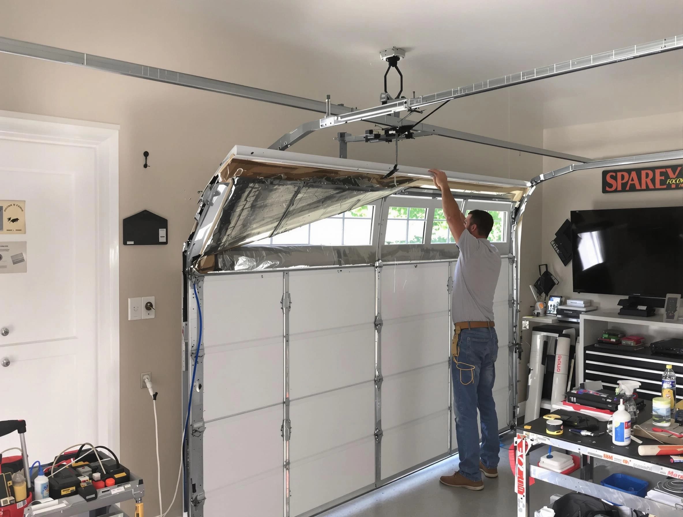 Garage door section replacement by Sandy Springs Garage Door Repair in Sandy Springs