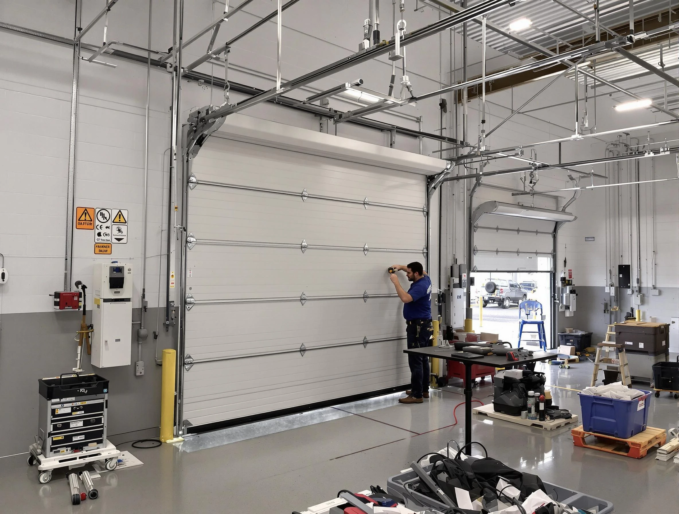 Commercial garage door repair being performed by Sandy Springs Garage Door Repair expert in Sandy Springs
